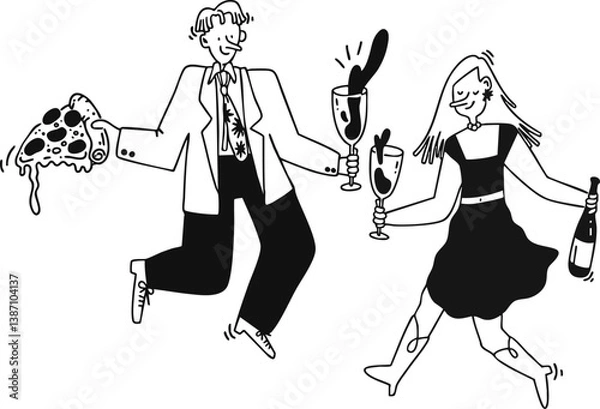 Obraz man and woman with a suitcase are dancing