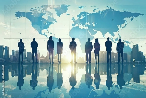 Obraz Business Delegation Against International Background