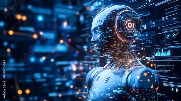 Fototapeta An AI powered system improving personalized marketing strategies by analyzing customer behavior, purchase history, and social media activity to deliver targeted advertising