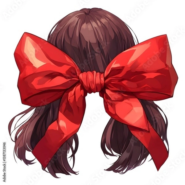 Obraz "Elegant Red Bow Isolated on a Pure White Background, Featuring a Beautiful Satin Finish, Ideal for Holiday Gifts, Decorations, and Creative Projects"

