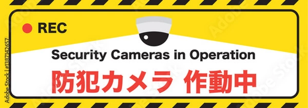 Fototapeta ドーム型防犯カメラ作動中のポスター、
横長比率