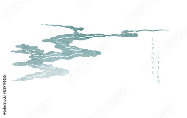 Fototapeta Japanese background with Abstract template with Chinese cloud layout design in oriental style