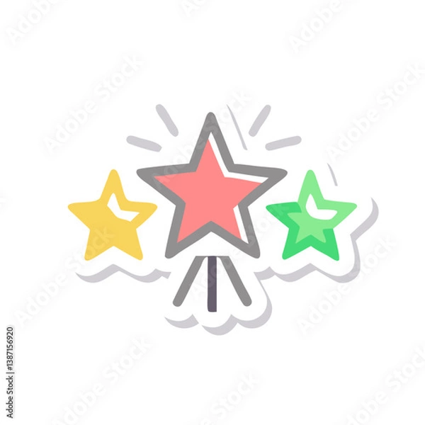 Fototapeta Group of colorful stars with burst lines and shadow