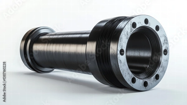 Obraz Industrial Steel Component: A detailed close-up of a robust steel component, showcasing its intricate design, textured surface, and strong, enduring quality.