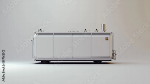Fototapeta Industrial Tank in Minimalist Setting: A pristine industrial tank, rendered with sharp precision, stands as a symbol of modern engineering in a clean, minimalist setting.