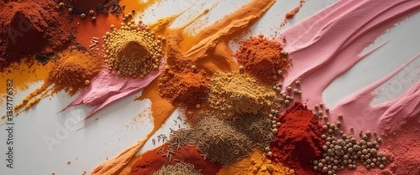 Fototapeta Abstract texture of spices multicolor mixture wallpaper
