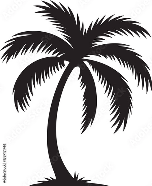 Fototapeta palm tree icon over white background, silhouette style, vector illustration