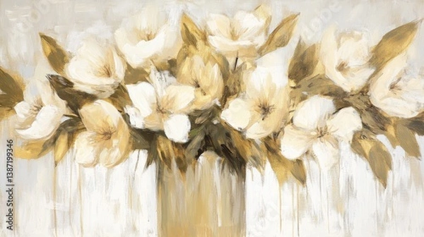 Obraz Elegant White Floral Arrangement in Soft Earthy Tones