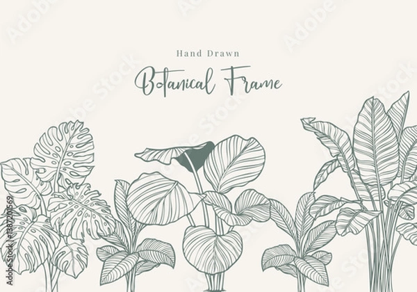 Obraz Hand Drawn Botanical Frame Elegant Nature Inspired Border