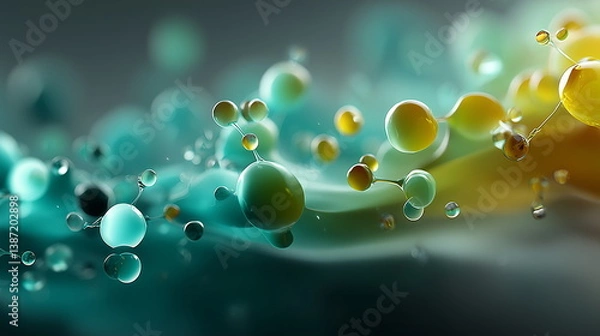 Obraz Abstract gradient background with molecular structures, perfect for medical, science, and technology themes. A modern and luxurious design ideal for hospitals, healthcare, and business presentations.
