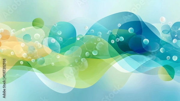 Obraz Abstract gradient background with molecular structures, perfect for medical, science, and technology themes. A modern and luxurious design ideal for hospitals, healthcare, and business presentations.