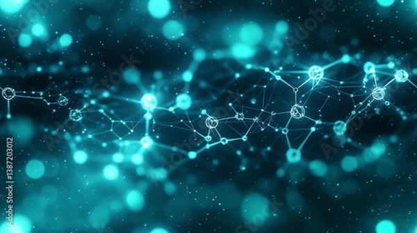 Obraz Abstract gradient background with molecular structures, perfect for medical, science, and technology themes. A modern and luxurious design ideal for hospitals, healthcare, and business presentations.