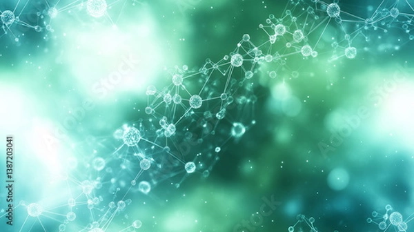 Obraz Abstract gradient background with molecular structures, perfect for medical, science, and technology themes. A modern and luxurious design ideal for hospitals, healthcare, and business presentations.
