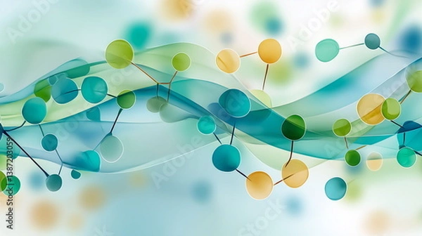 Obraz Abstract gradient background with molecular structures, perfect for medical, science, and technology themes. A modern and luxurious design ideal for hospitals, healthcare, and business presentations.