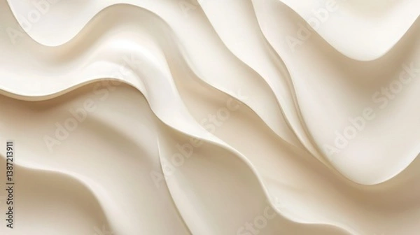Fototapeta Abstract cream texture, flowing smooth waves, elegant backdrop, potential for cosmetics or product presentation