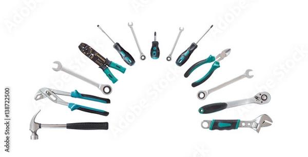 Obraz set of tools, Many tools isolated on white background