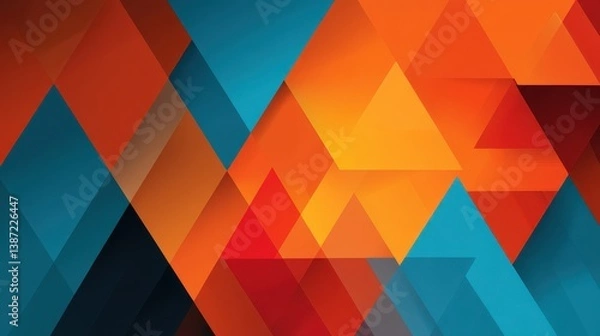 Obraz Abstract Geometric Background with Orange and Blue Triangles