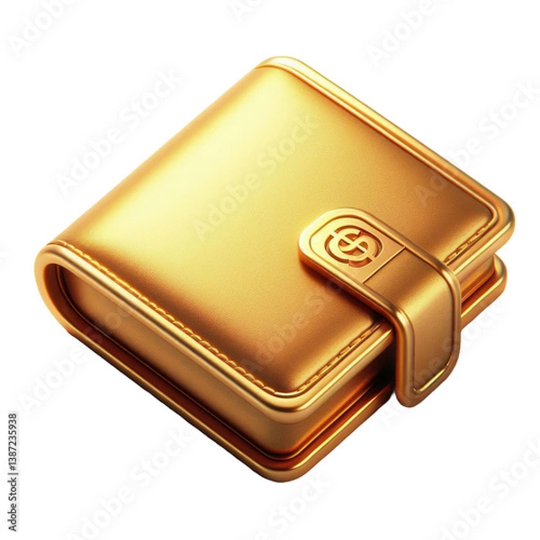 Fototapeta A golden, wallet-shaped icon with a transparent background.

