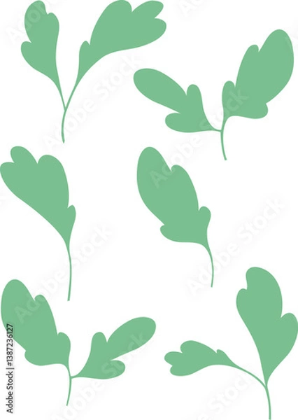 Obraz ベビーリーフの単色のベクターイラスト