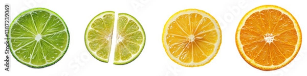 Obraz Lime, lemon and orange slices a citrus trio.