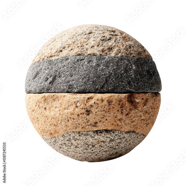 Fototapeta Stone sphere with different colored layers. Concept of geology, nature, and design.