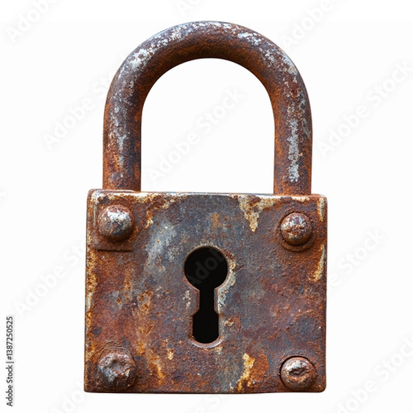 Fototapeta Rusty Padlock Vintage Design with Keyhole for Security and Lock Concept