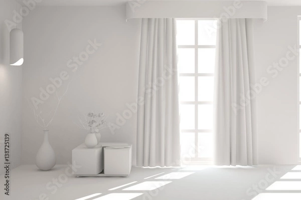 Obraz White empty room. Scandinavian interior design