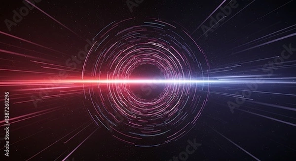 Fototapeta Crimson & Azure Vortex: 3D Render AI Generated