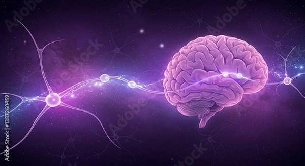 Fototapeta Neural Pathways: A 3D Brain's Luminescence AI Generated