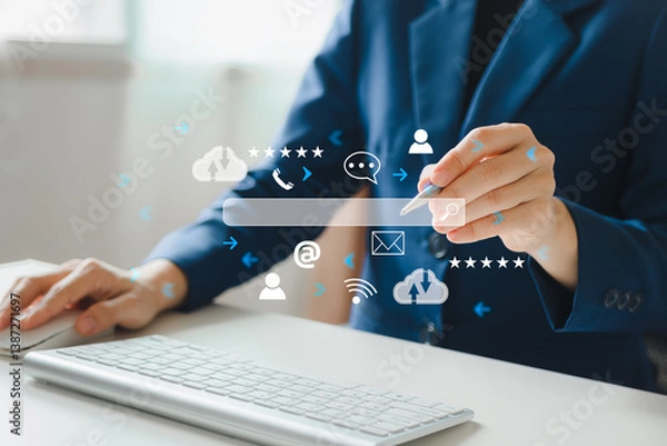 Fototapeta SEO search engine optimization concept, Marketing ranking traffic website, internet technology for business company.