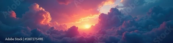 Fototapeta Colorful sky with arcoiris and darkening clouds, atmosfera, cieloscuro, nubes