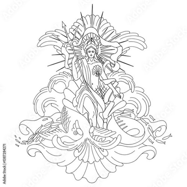 Obraz Graphic Amphitrite, the Greek sea Goddess