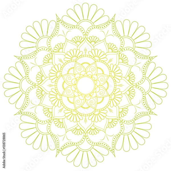 Fototapeta Oriental pattern. Traditional round coloring ornament. Mandala. Adult coloring. Round Ornament Pattern. Geometric circle element made in vector.