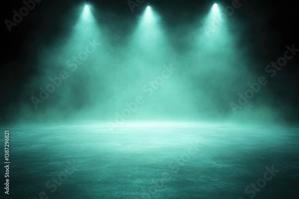 Obraz Empty stage lit by turquoise spotlights