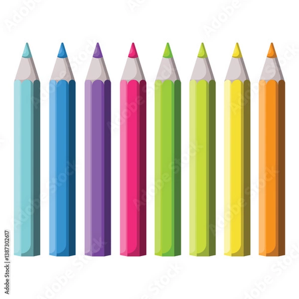 Fototapeta A set of colored wooden pencils. Elements of drawing tools.