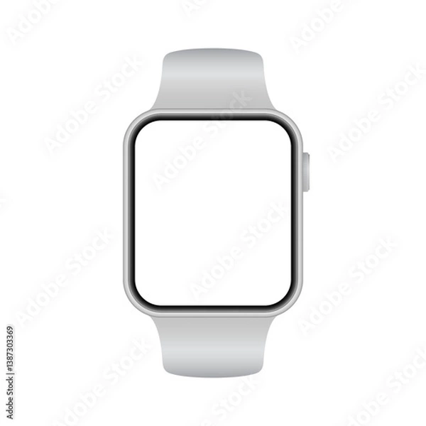 Fototapeta Apple Watch Series 10 SE Silver Realistic Smartwatch Mockup Template. Modern Accessory Watch Isolated Vector Illustration