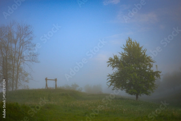 Fototapeta Countryside in a fog 
