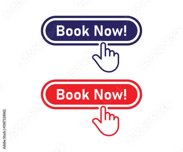 Fototapeta Hand cursor clicking book now button icon vector.