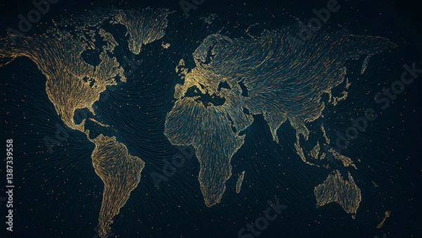 Obraz world map on black background