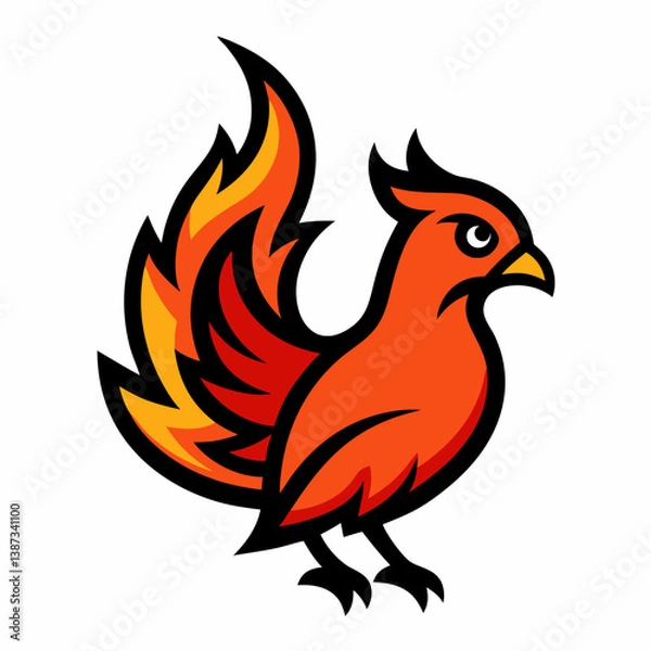 Fototapeta vector illustration of a burning bird
