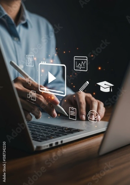 Fototapeta E-learning and Online Education Platform