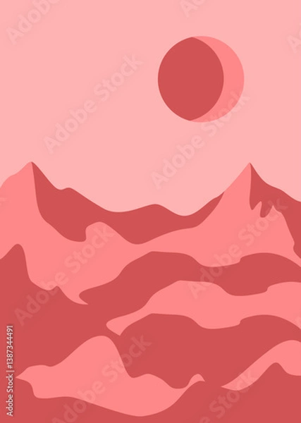 Fototapeta mountain landscape background aesthetic horizon scenery view, poster banner, icon mountain view, rainbow color