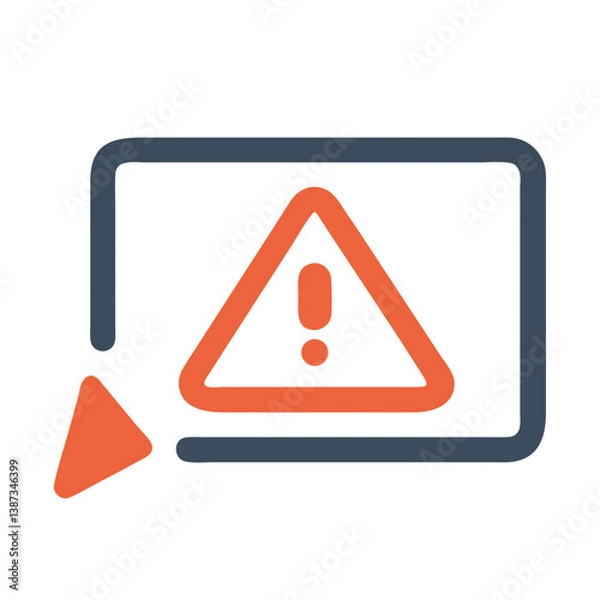 Fototapeta Warning triangle inside screen symbol in minimal style