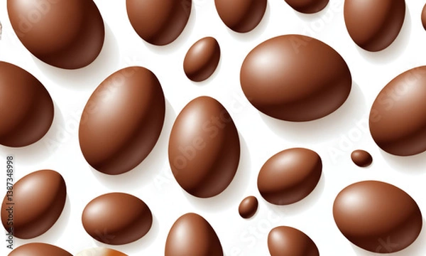 Obraz Chocolate candies spread across a clean white background creating a delightful and inviting visual display