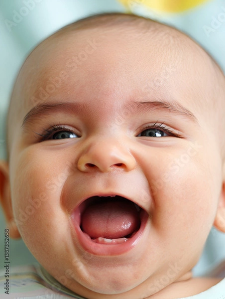 Fototapeta  Baby laughing into camera