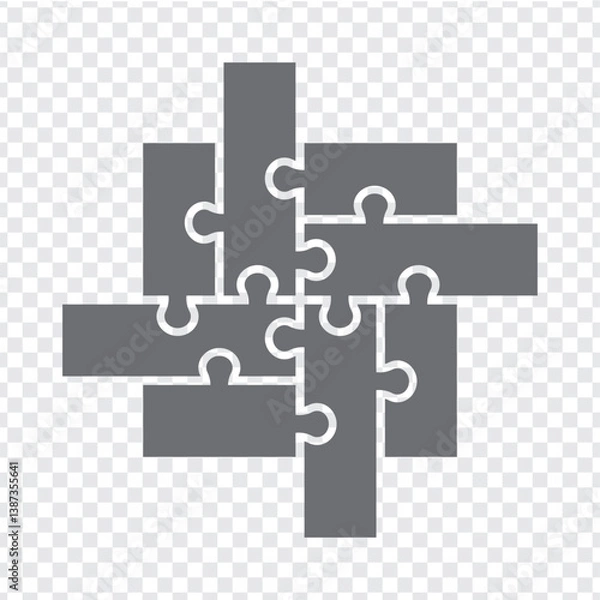 Fototapeta Simple icon puzzle polygonal in gray. Simple icon puzzle of the eight elements on transparent background for your web site design, app, UI. EPS10.