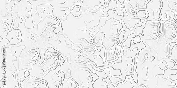 Fototapeta Abstract modern difficult soft black and white topographic wavy stylized map doted line contour topography terrain path concept stroke vector illustration topo background.