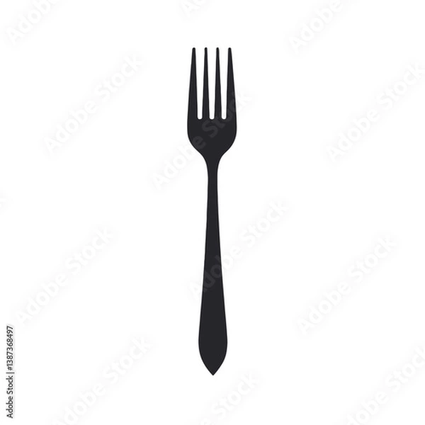Obraz Black fork silhouette on white background  