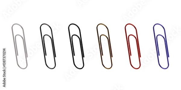 Fototapeta paper clip set isolated png 3d high-resolution illustration Realistic color full