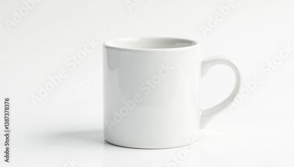 Obraz One white ceramic mug isolated on white backdrop, studio, mug